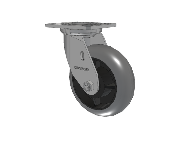 Defender D4 Series Stainless Steel Stainless Steel Top Plate Swivel Caster with 6 Performa Rubber (Round/Conductive) Wheel