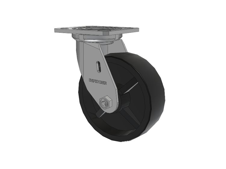 Defender D4 Series Stainless Steel Stainless Steel Top Plate Swivel Caster with 6 Polyolefin Wheel