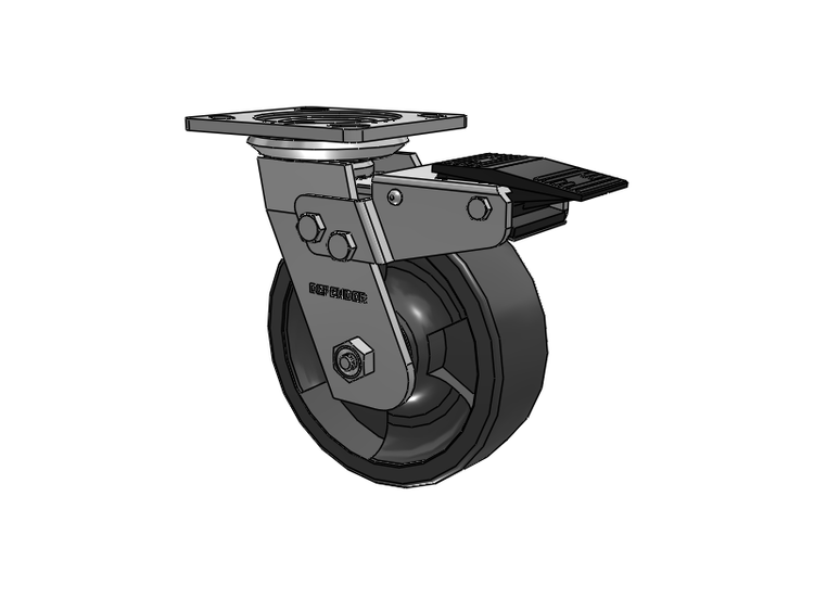 Defender D4 Series Stainless Steel Stainless Steel Top Plate Swivel Caster with 6 HD Nylon Glass Filled Wheel and Total Lock Brake