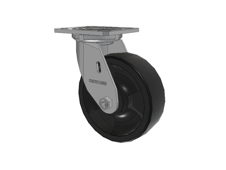 Defender D4 Series Stainless Steel Stainless Steel Top Plate Swivel Caster with 6 Hi-Temp Nylon Glass Filled Wheel