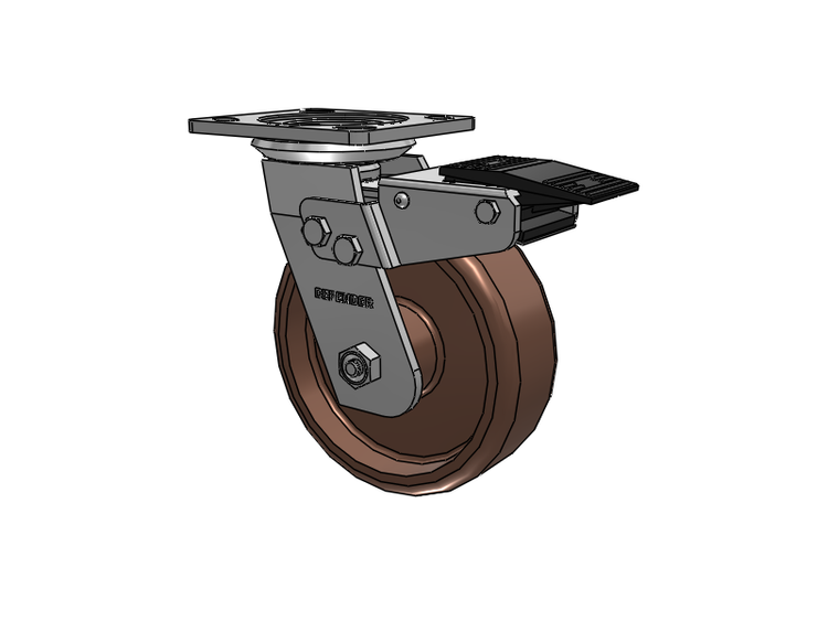 Defender D4 Series Stainless Steel Stainless Steel Top Plate Swivel Caster with 6 Thermo Hi-Temp Wheel and Total Lock Brake