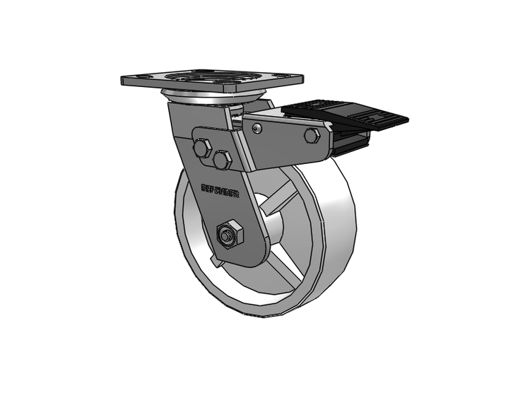 Defender D4 Series Stainless Steel Stainless Steel Top Plate Swivel Caster with 6 Retort Hi-Temp Wheel and Total Lock Brake