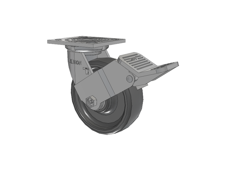 16 Series Top Plate Swivel Caster with 6 x 2 Grey Elastomer SE - Solid Elastomer Wheel and Face Brake