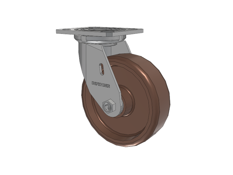 Defender D4 Series Stainless Steel Stainless Steel Top Plate Swivel Caster with 6 Thermo Hi-Temp Wheel