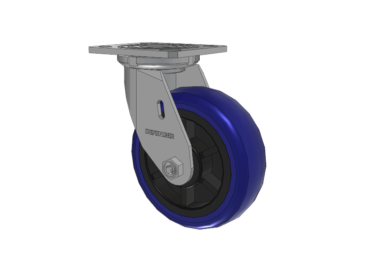 Defender D4 Series Stainless Steel Stainless Steel Top Plate Swivel Caster with 6 EG - Eagle Polyurethane (Polypropylene Core) Wheel