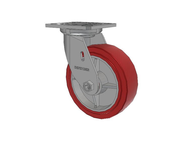 Defender D4 Series Stainless Steel Stainless Steel Top Plate Swivel Caster with 6 Polyurethane HI-TECH Wheel