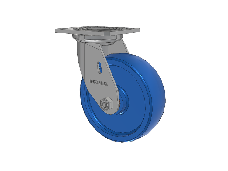 Defender D4 Series Stainless Steel Stainless Steel Top Plate Swivel Caster with 6 K Solid Polyurethane Wheel