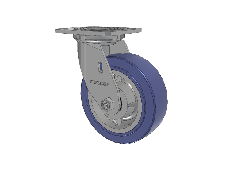 Defender D4 Series Stainless Steel Stainless Steel Top Plate Swivel Caster with 6 HydroTech (Flat) Wheel