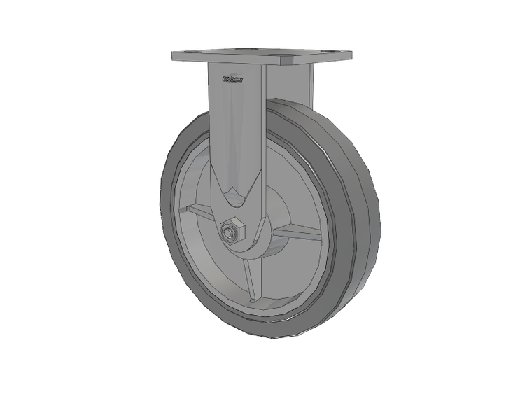 Defender D4 Series Stainless Steel Casters Stainless Steel Top Plate Rigid with 8 Performa Rubber (Flat/Grey) Wheel