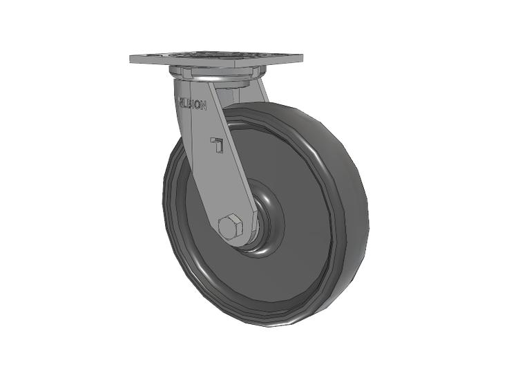 16 Series Top Plate Swivel Caster with 8 x 2 Grey Elastomer SE - Solid Elastomer Wheel