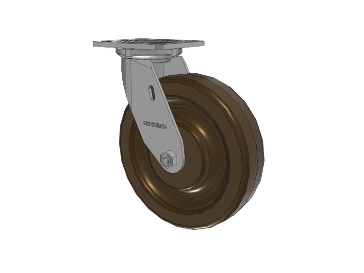Defender D4 Series Stainless Steel Stainless Steel Top Plate Swivel Caster with 8 Phenolic - Hi-Temp Wheel