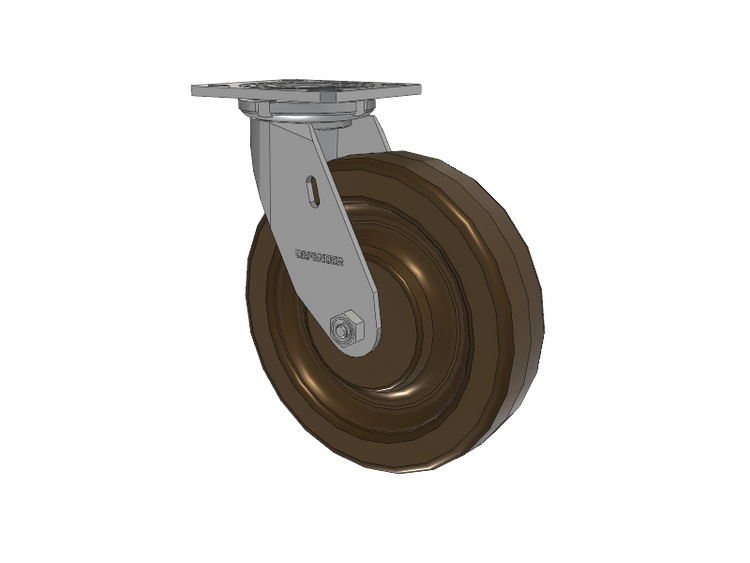 Defender D4 Series Stainless Steel Stainless Steel Top Plate Swivel Caster with 8 Phenolic - Hi-Temp Wheel
