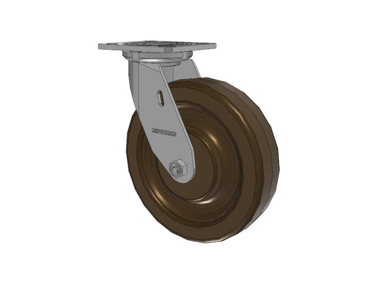 Defender D4 Series Stainless Steel Stainless Steel Top Plate Swivel Caster with 8 Phenolic - Hi-Temp Wheel