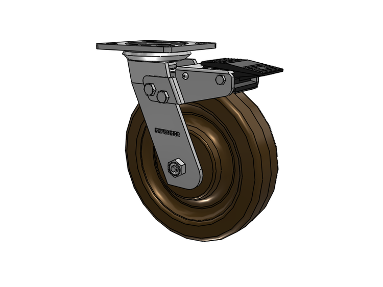 Defender D4 Series Stainless Steel Stainless Steel Top Plate Swivel Caster with 8 Phenolic - Hi-Temp Wheel and Total Lock Brake