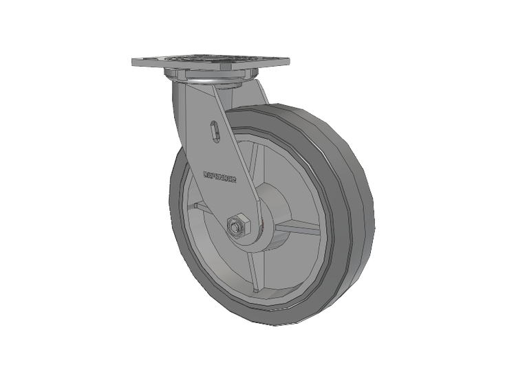 Defender D4 Series Stainless Steel Stainless Steel Top Plate Swivel Caster with 8 Performa Rubber (Flat/Grey) Wheel
