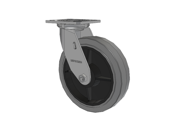 Defender D4 Series Stainless Steel Stainless Steel Top Plate Swivel Caster with 8 Performa Rubber (Flat/Conductive) Wheel