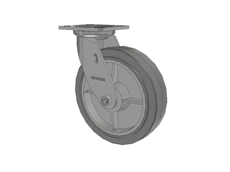 Defender D4 Series Stainless Steel Stainless Steel Top Plate Swivel Caster with 8 Performa Rubber (Flat/Grey) Wheel