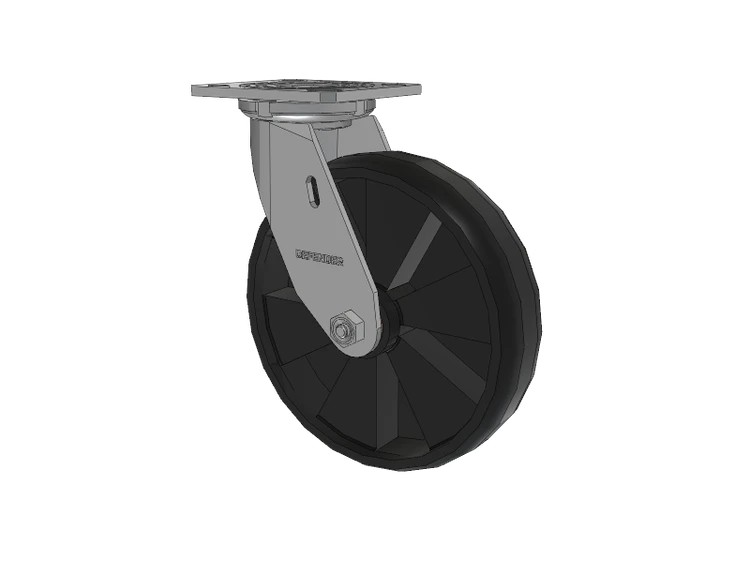 Defender D4 Series Stainless Steel Stainless Steel Top Plate Swivel Caster with 8 Maxim Nylon Glass Filled Wheel