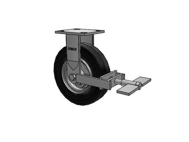 16 Series Pneumatic Casters Top Plate Rigid Caster with 8 x 2 Black Pneumatic Wheel and Face Brake