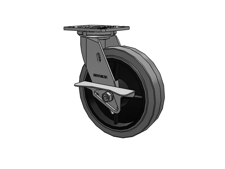 Defender D4 Series Stainless Steel Stainless Steel Top Plate Swivel Caster with 8 Performa Rubber (Round) Wheel and Side Lock Brake