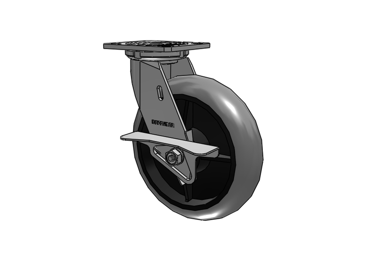 Defender D4 Series Stainless Steel Stainless Steel Top Plate Swivel Caster with 8 Performa Rubber (Round/Conductive) Wheel and Side Lock Brake