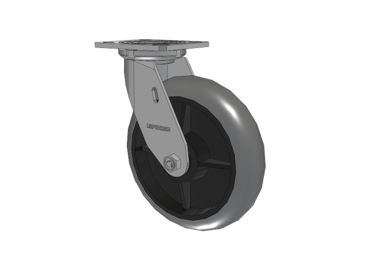 Defender D4 Series Stainless Steel Stainless Steel Top Plate Swivel Caster with 8 Performa Rubber (Round/Conductive) Wheel