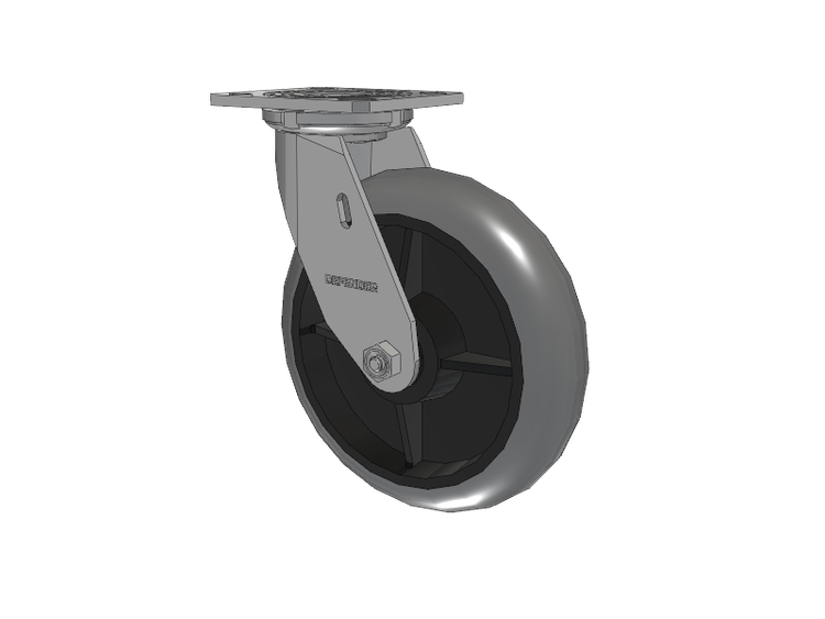 Defender D4 Series Stainless Steel Stainless Steel Top Plate Swivel Caster with 8 Performa Rubber (Round/Conductive) Wheel