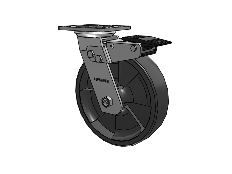 Defender D4 Series Stainless Steel Stainless Steel Top Plate Swivel Caster with 8 HD Nylon Glass Filled Wheel and Total Lock Brake
