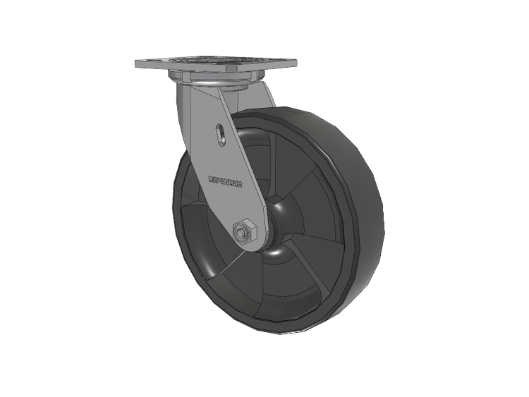 Defender D4 Series Stainless Steel Stainless Steel Top Plate Swivel Caster with 8 HD Nylon Glass Filled Wheel