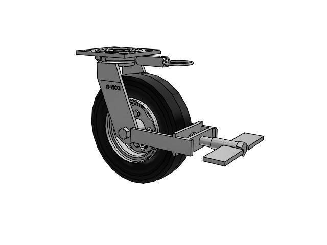 16 Series Pneumatic Casters Top Plate Swivel Caster with 8 x 2 Black Pneumatic Wheel and Face Brake
