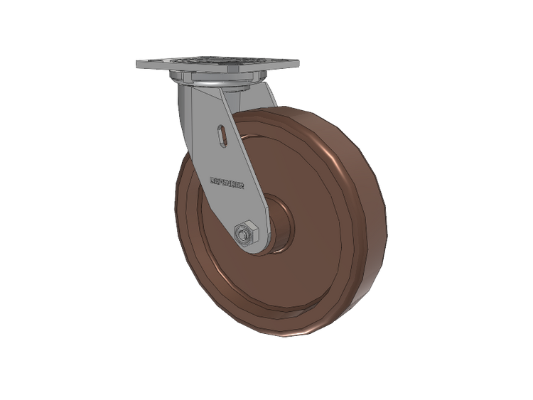 Defender D4 Series Stainless Steel Stainless Steel Top Plate Swivel Caster with 8 Thermo Hi-Temp Wheel