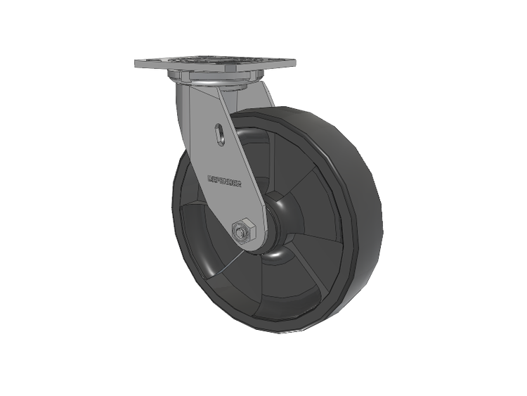 Defender D4 Series Stainless Steel Stainless Steel Top Plate Swivel Caster with 8 HD Nylon Glass Filled Wheel