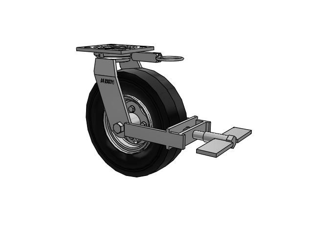 16 Series Pneumatic Casters Top Plate Swivel Caster with 8.6 x 2.5 Black Pneumatic Wheel and Face Brake