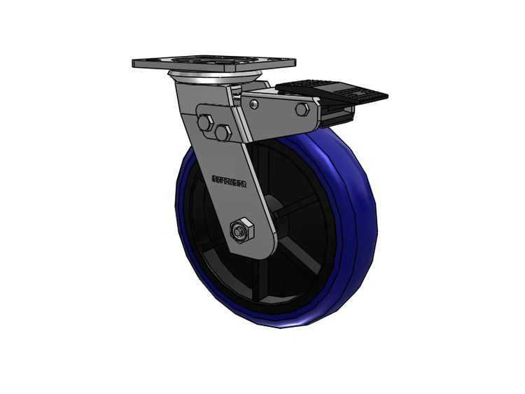 Defender D4 Series Stainless Steel Stainless Steel Top Plate Swivel Caster with 8 EG - Eagle Polyurethane (Polypropylene Core) Wheel and Total Lock Brake
