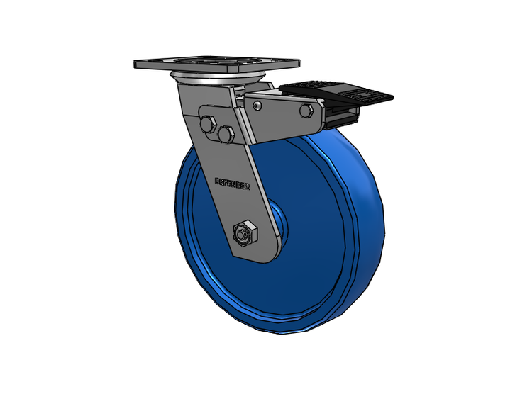 Defender D4 Series Stainless Steel Stainless Steel Top Plate Swivel Caster with 8 K Solid Polyurethane Wheel and Total Lock Brake