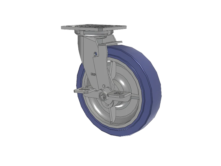 Defender D4 Series Stainless Steel Stainless Steel Top Plate Swivel Caster with 8 HydroTech (Flat) Wheel and Top Lock Brake