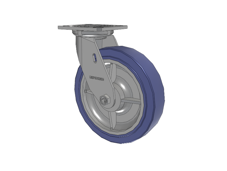 Defender D4 Series Stainless Steel Stainless Steel Top Plate Swivel Caster with 8 HydroTech (Flat) Wheel