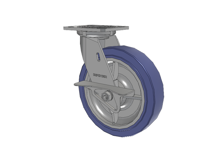 Defender D4 Series Stainless Steel Stainless Steel Top Plate Swivel Caster with 8 HydroTech (Flat) Wheel and Side Lock Brake