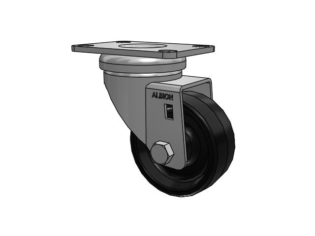 Dolly Top Plate Swivel Caster with 3 x 1.25 Black Polypropylene PB - Polypropylene Wheel