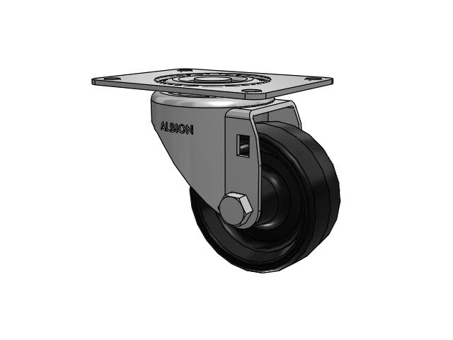 Dolly Top Plate Swivel Caster with 3 x 1.25 Black Polypropylene PB - Polypropylene Wheel