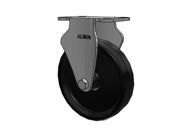 Dolly Casters Top Plate Rigid with 5 x 1.25 Black Polypropylene PB - Polypropylene Wheel