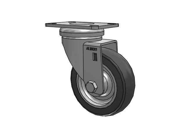 Dolly Top Plate Swivel Caster with 4 x 1.25 Grey Tread on Grey Polypropylene Core XA - Polyurethane (Polypropylene Core) Wheel