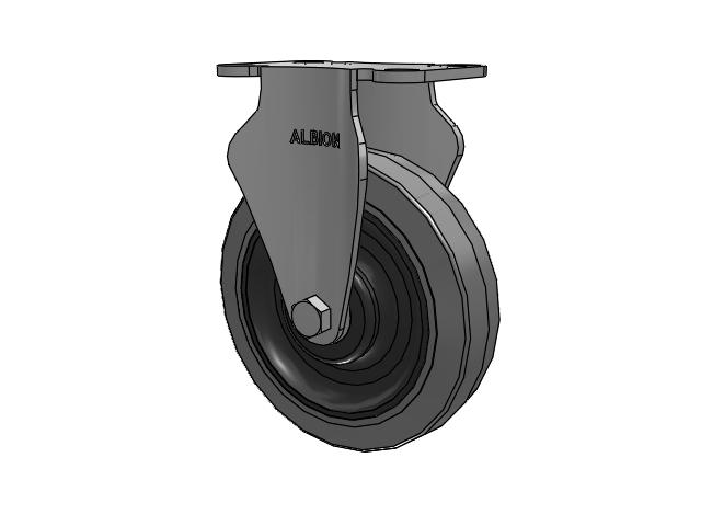 Dolly Casters Top Plate Rigid with 5 x 1.25 Grey Tread on Grey Core XS - Performa X-tra Soft Rubber (Flat) - Prevenz Antimicrobial Wheel