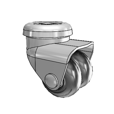 NeoTeq Dual Hollow Kingpin Swivel Caster with 2 x 1 Neoprene Rubber Wheel