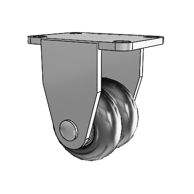NeoTeq Dual Top Plate Rigid Caster with 2.5 x 1 Neoprene Rubber Wheel