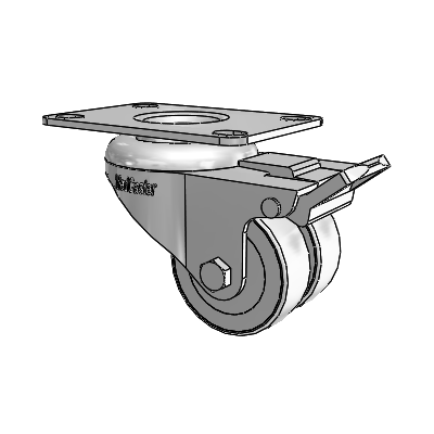 Dual Wheel Top Plate Swivel Caster with 2 x 1.6563 Grey Rubber Wheel and Total Lock Brake