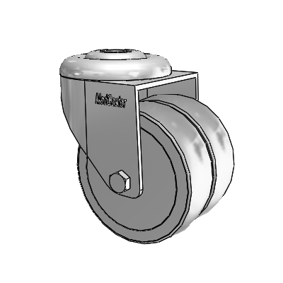 Dual Wheel Hollow Kingpin Swivel Caster with 3 x 2 Grey Thermoplastic Rubber Wheel