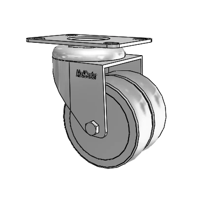 Dual Wheel Top Plate Swivel Caster with 3 x 2 Grey Thermoplastic Rubber Wheel