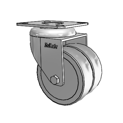 Dual Wheel Top Plate Swivel Caster with 3 x 2 Grey Thermoplastic Rubber Wheel