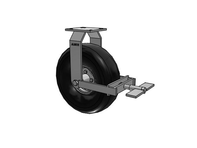 16 Series Pneumatic Casters Top Plate Rigid Caster with 10.9 x 4.1 Black Pneumatic Wheel and Face Brake
